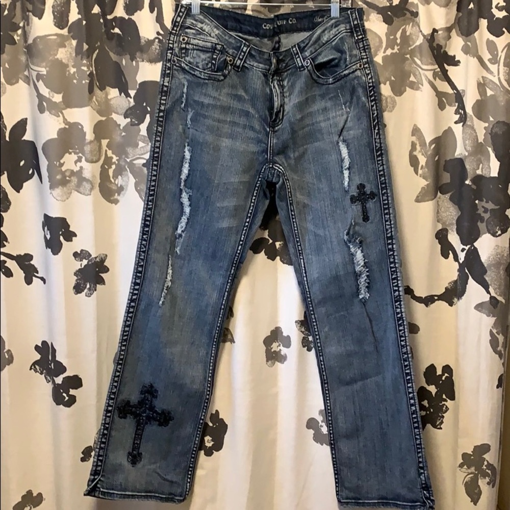 Cowgirl Tuff Distressed Jeans